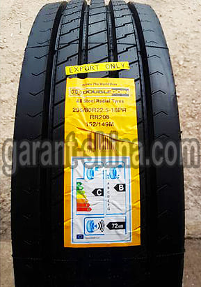 Double Coin RR208 (рулевая) 295/80 R22.5 152/149M 18PR - Фото реального протектора с этикеткой